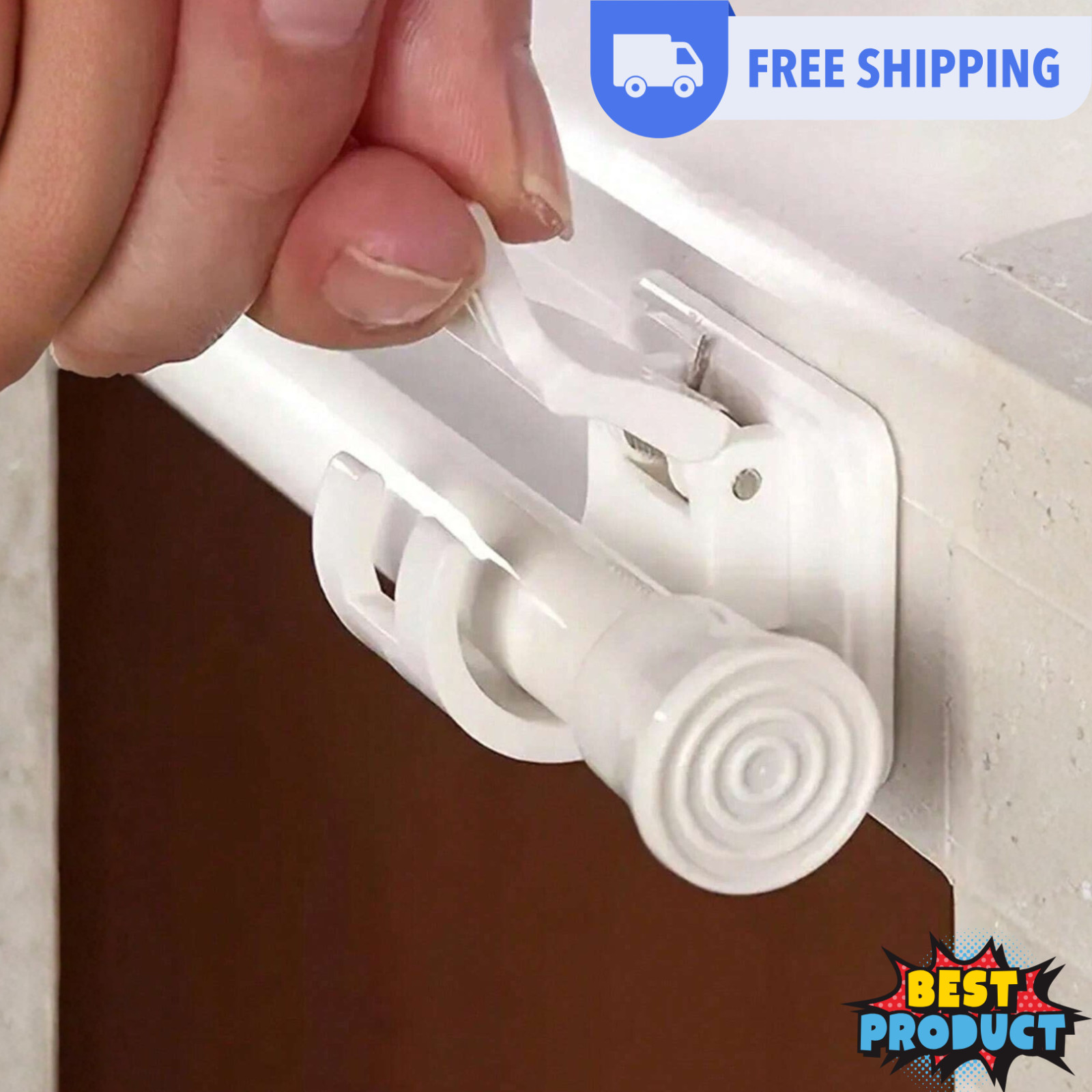 Strong Adhesive Curtain Rod Bracket Wall-Mounted Spring Hooks Curtain Rod Hanger