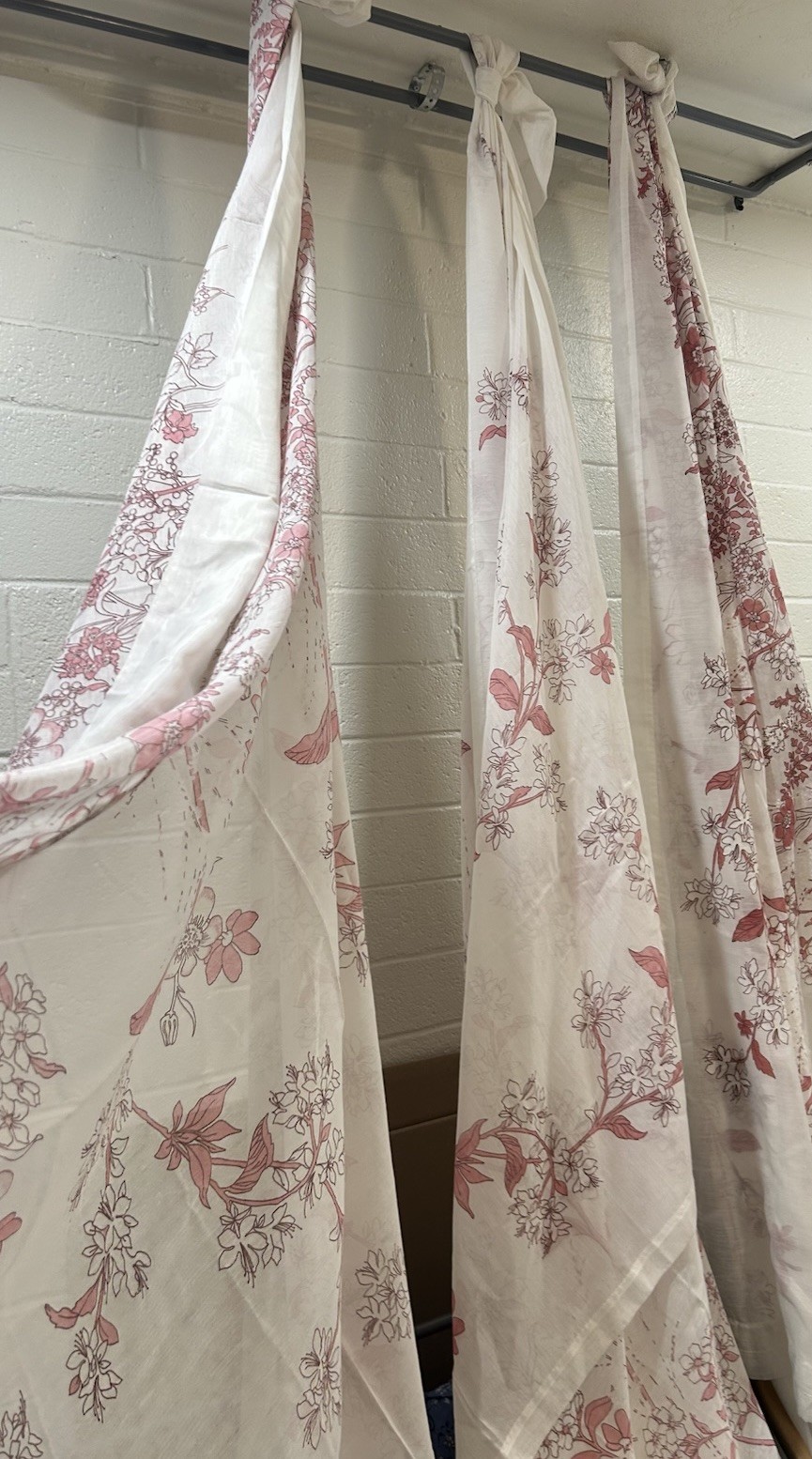 Vintage-single stitch style cherry blossom curtain Bundle 57×82 in Set of 3