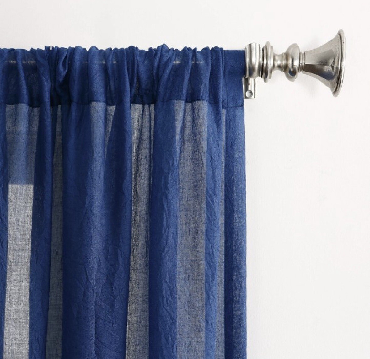 No. 918 Rod Pocket Curtain Panels (2) 50″x63″ Sheer Indigo Blue Crushed Texture
