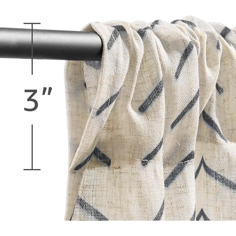 Boho Herringbone Kitchen Curtains Light Filtering Privacy Panels Linen Blend New