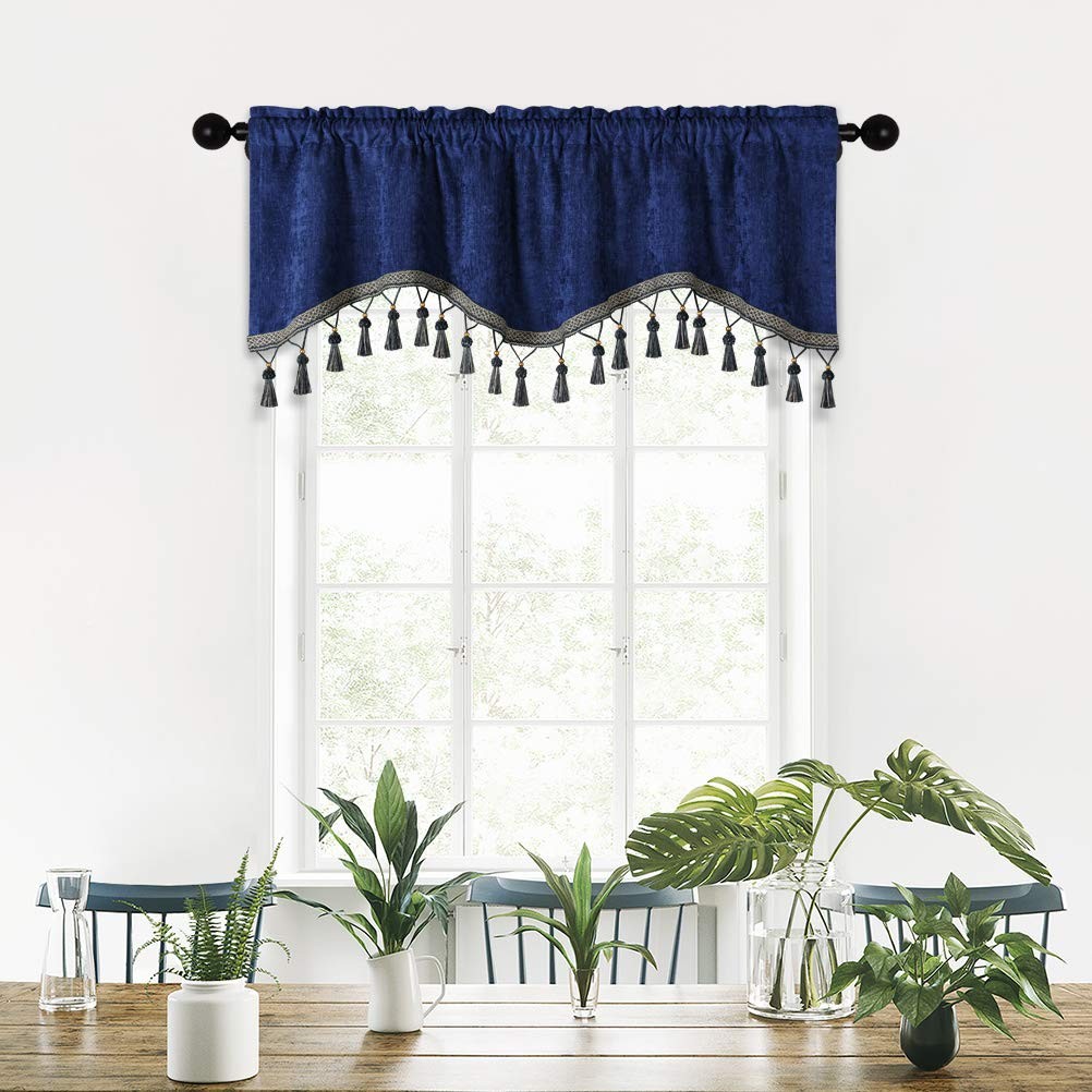 Elkca Double-Sided Chenille Window Curtains Tier For Kitchenrod Pocketroyal