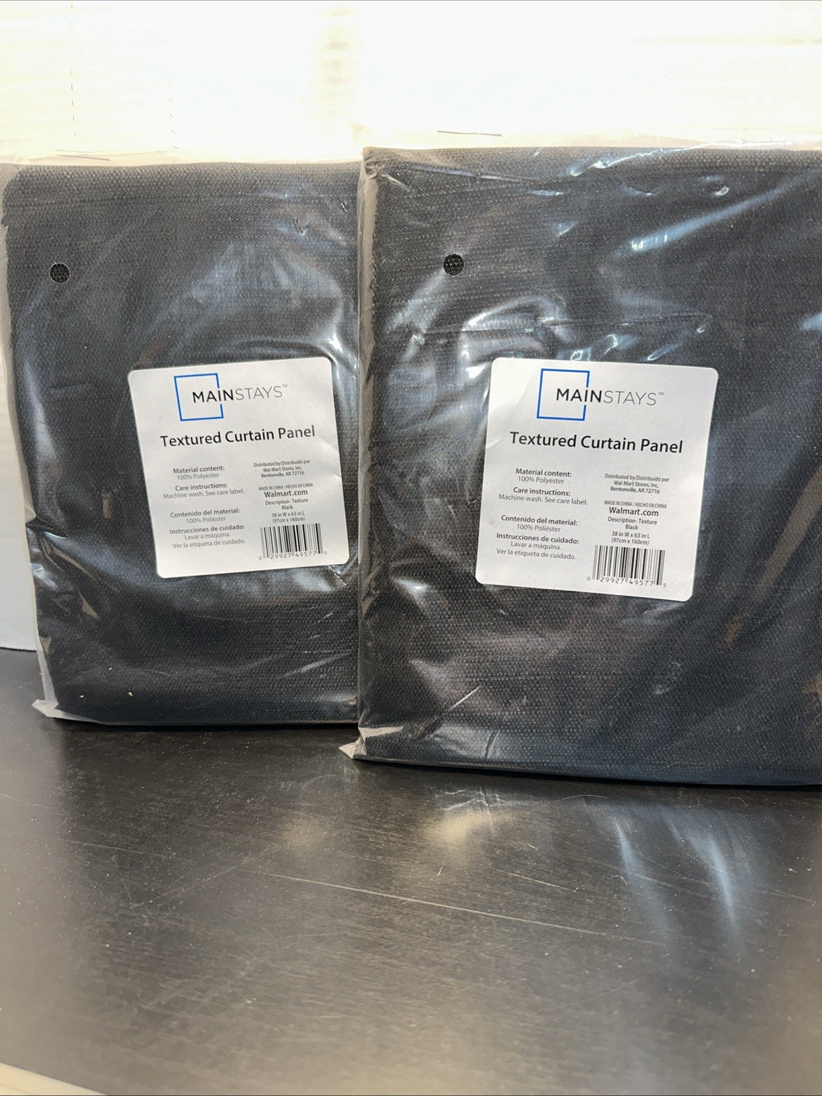 2 – 63 Inch Black Rod Pocket Panel Textured Panel 38″ W X 63″ L Single Panel New