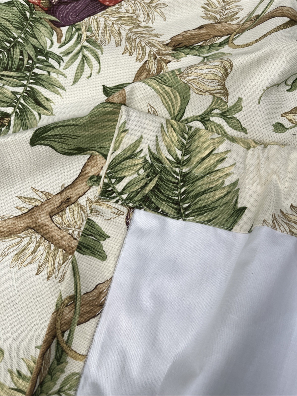 p kaufmann fabric Handmade Copacabana Monkey Toile Tropical Drapes 48”x 99”