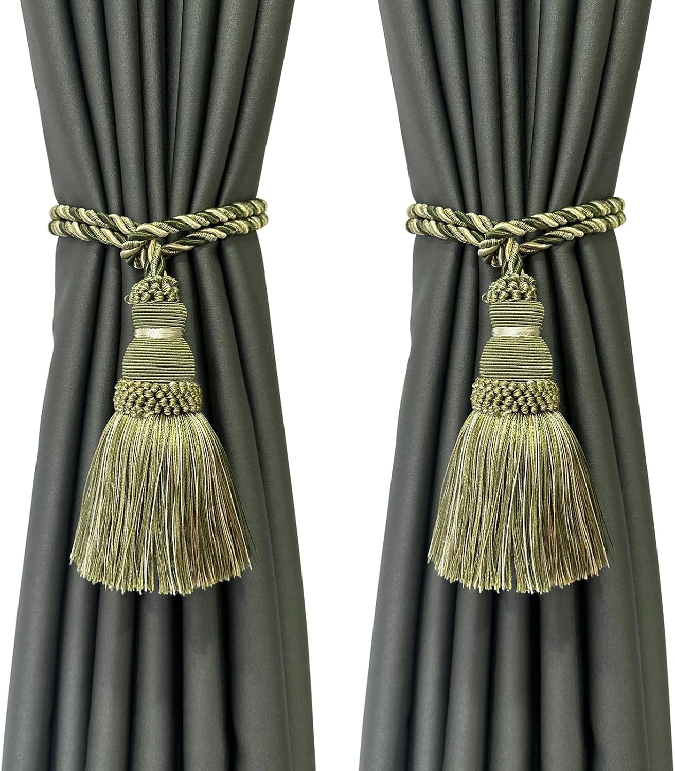 2 Pack Curtain Tie Backs Rope Tassels for Curtains Drape Tiebacks Handmade