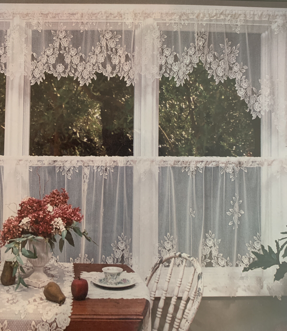 HERITAGE LACE CURTAINS TEA ROSE 60″ X 24″ TIER ECRU (BEIGE) NEW MADE IN THE USA