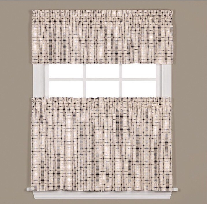 Crosswalk Kitchen Window Curtain Valance in Navy “13”