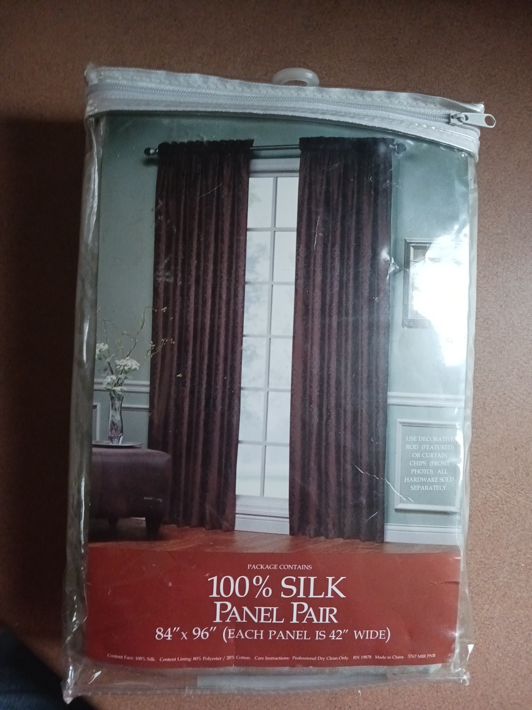 100% SILK Panel Pair Drapes {Choice of 3 Different Colors]