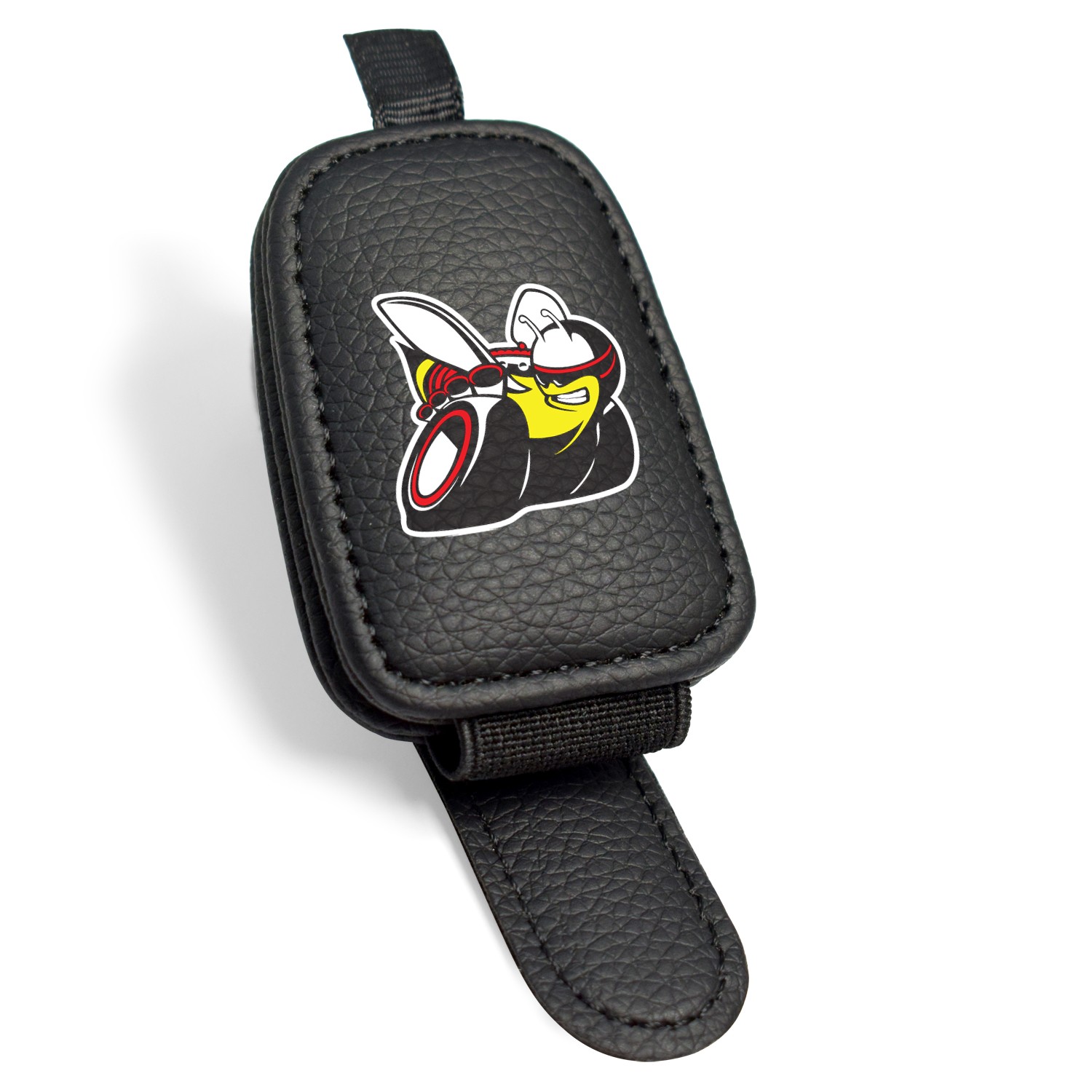 Dodge Scat-Pack Rectangle Black Leather Magnetic Sunglass Sun Visor Holder