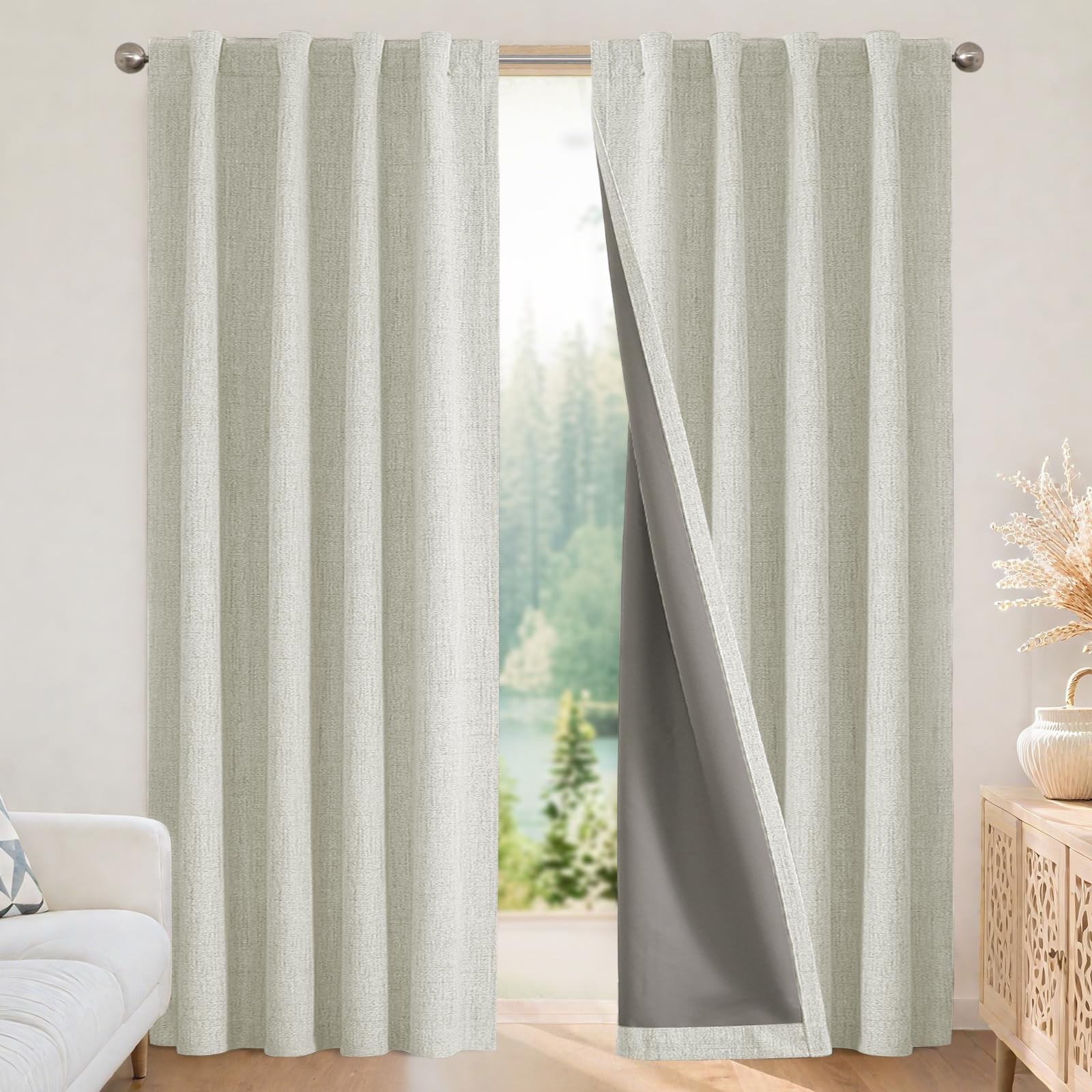 Blackout Curtains for Bedroom – 84 Inch Long 100% Light Blocking 2 Panels Lig…