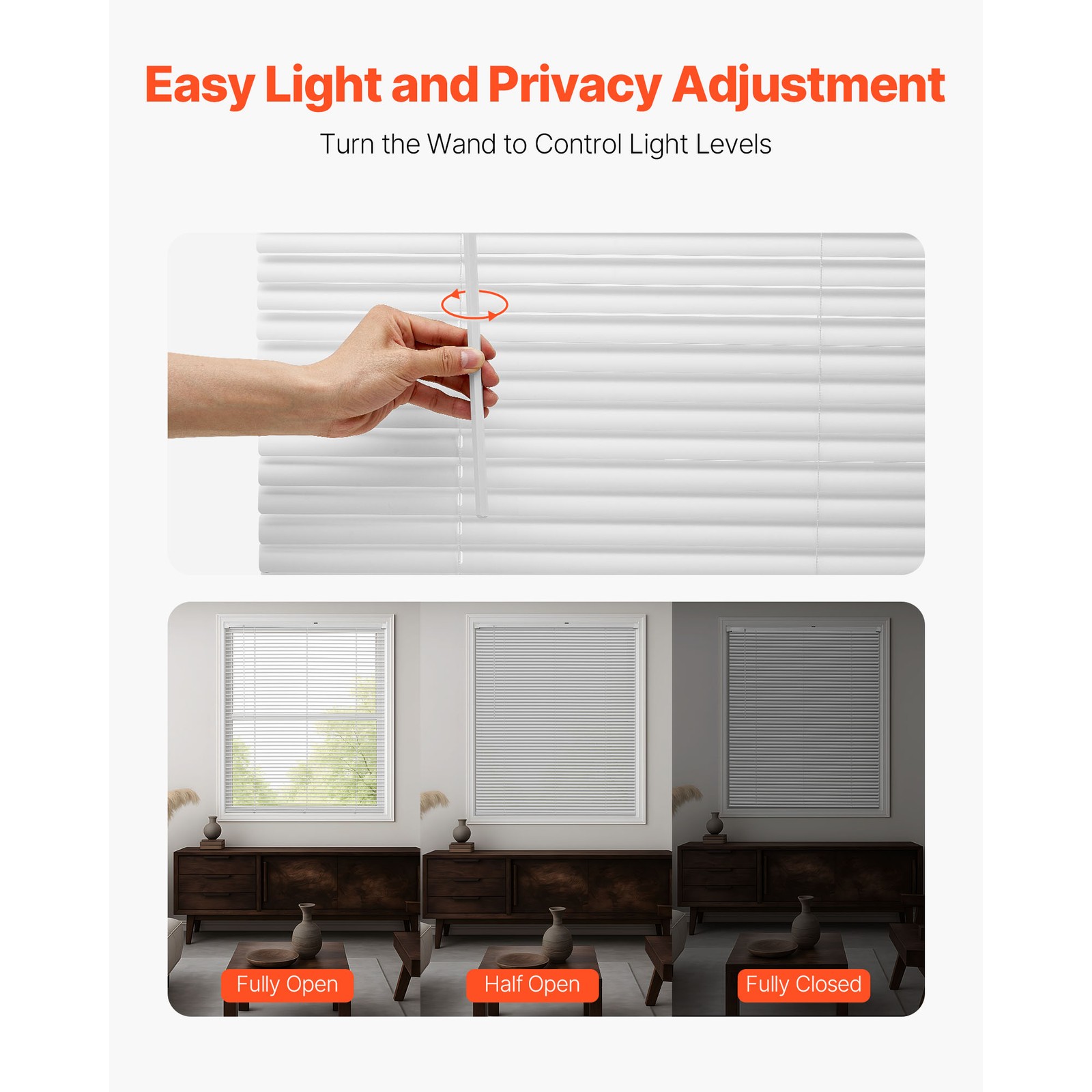 Uimoso Cordless Horizontal Mini Blinds, 34″ W x 48″ H, 1″ Slats, Light Filtering