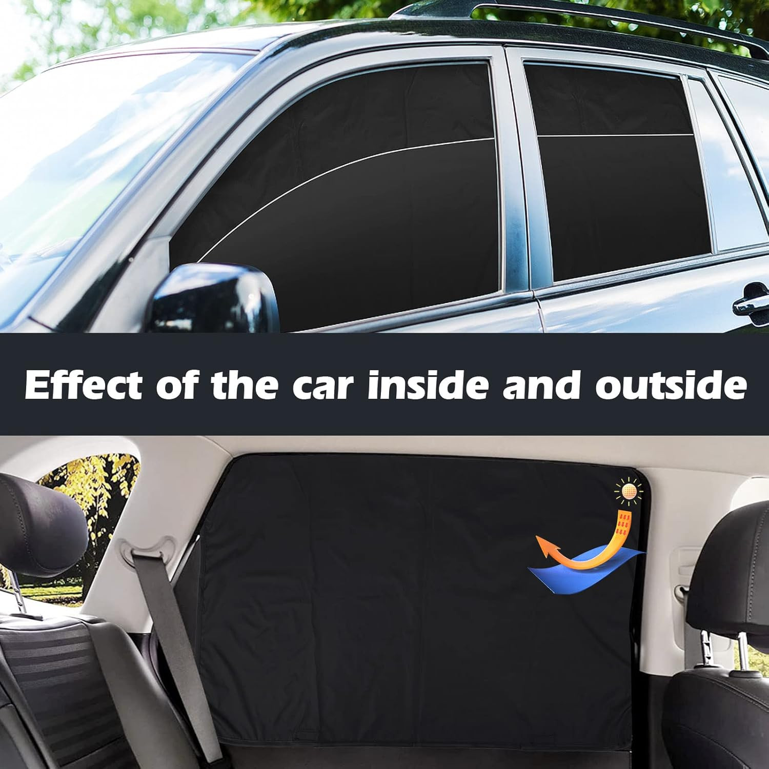 Blackout Car Window Shades Magnetic Privacy Sun Shades Heat Protection SUV Sedan