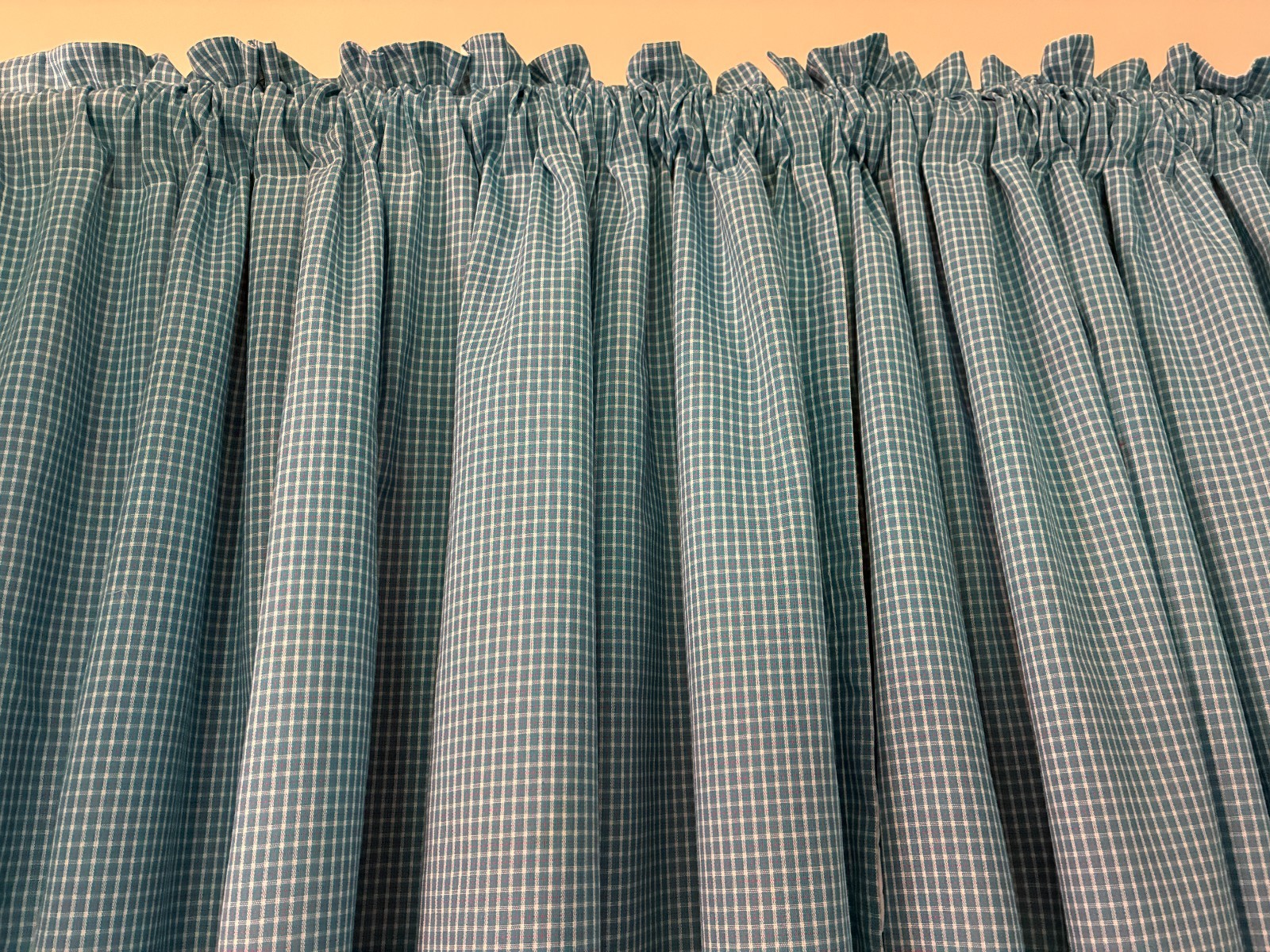 2 handmade curtain panels reversible (2 in 1) aqua blue plaid floral 37.5W x 85L