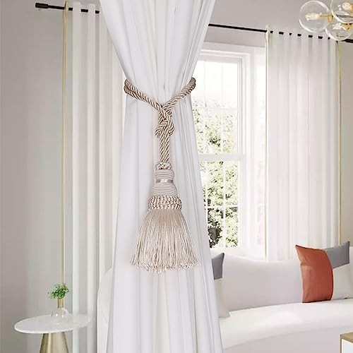 2 Pack Curtain Tie Backs Rope Tassels for Curtains Drape tiebacks Handmade Outdo
