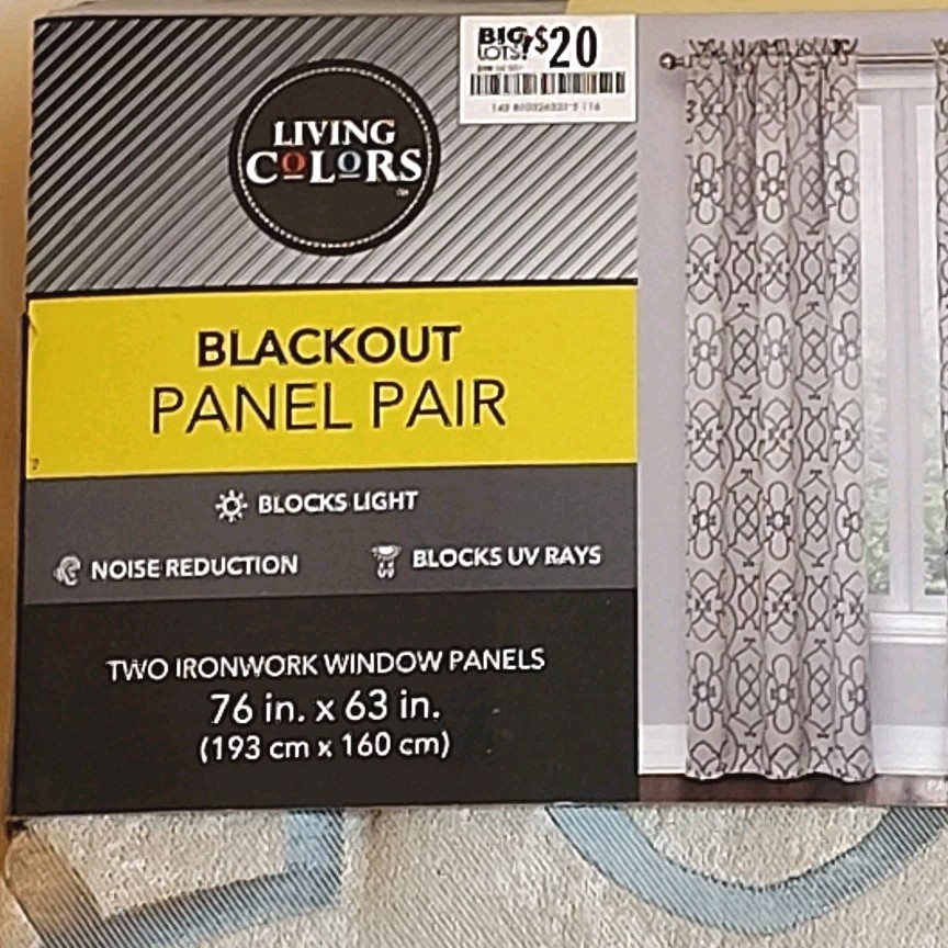 Living Colors Blackout Window Panel Pair 38″ x 63″ Set of 2 Gray Geometric