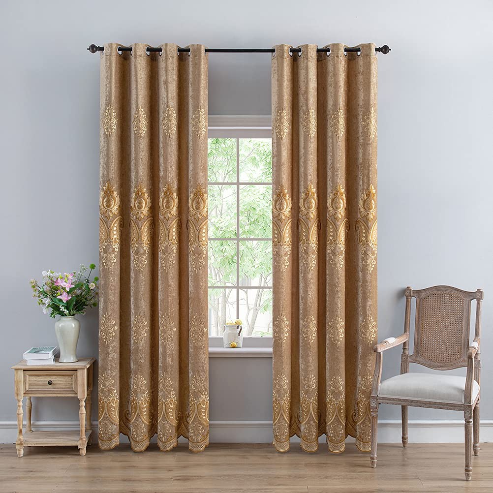Elkca Chenille Curtain Embroidered Pattern For Living Room European Curtains