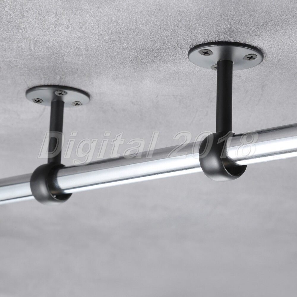 2X Flange Rod Holder W/ Screw Curtain Rod Ceiling-Mount Bracket Support Hardware