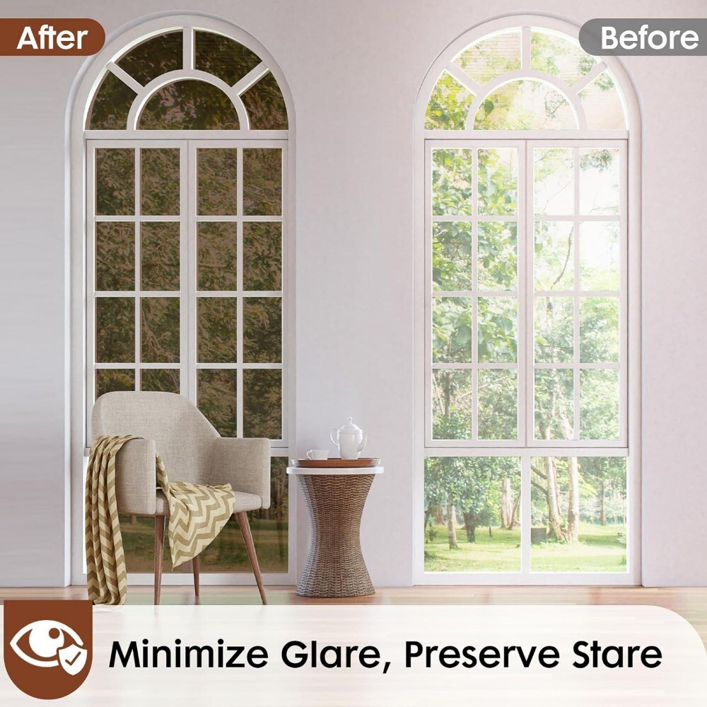 rabbitgoo Privacy Window Film One Way Mirror Tinting Brown Silver Reflective