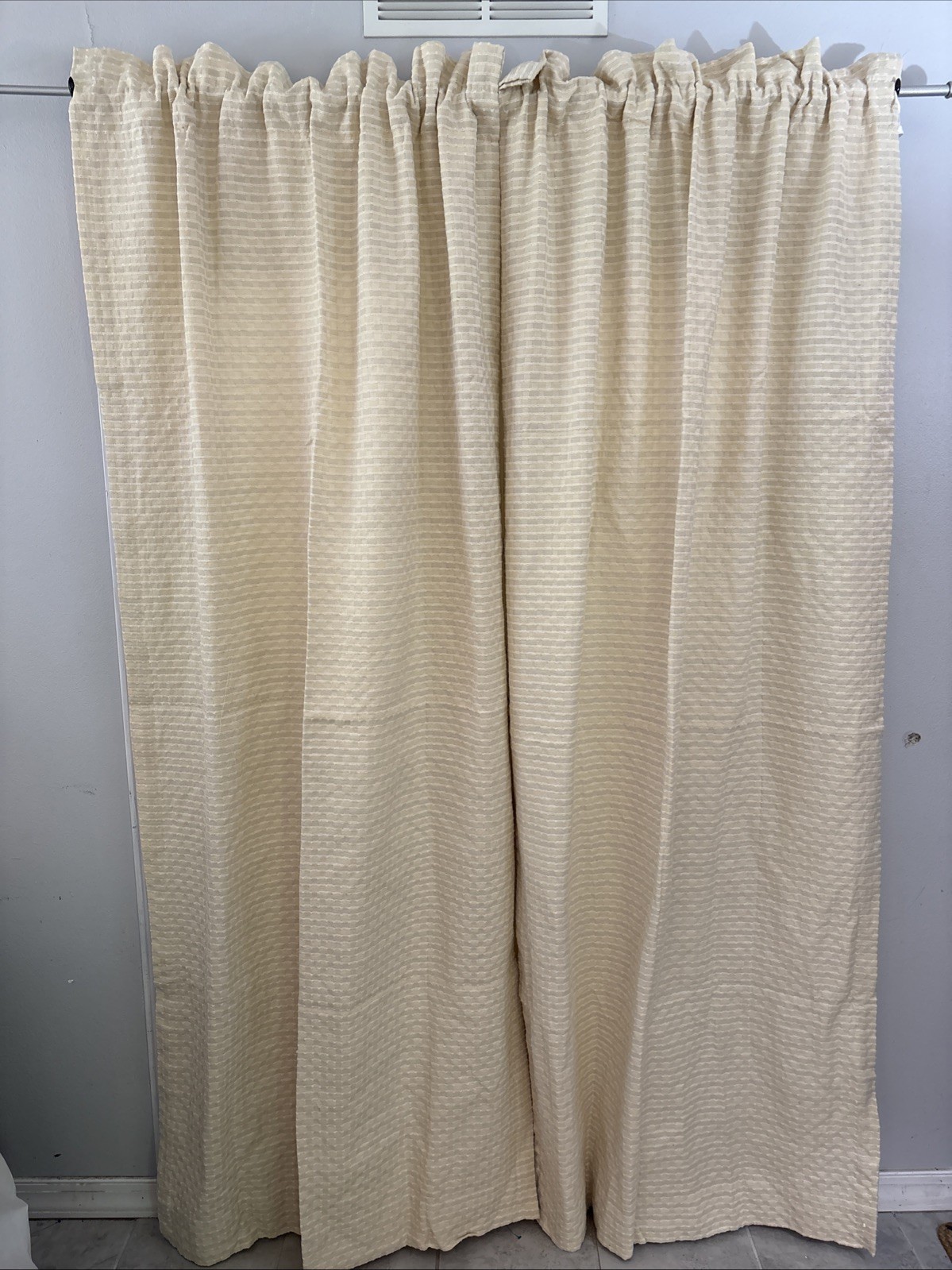2 Burlington Curtain Panels Cotton Blend Lined Rod Pocket 84×40 Pale SoftYellow