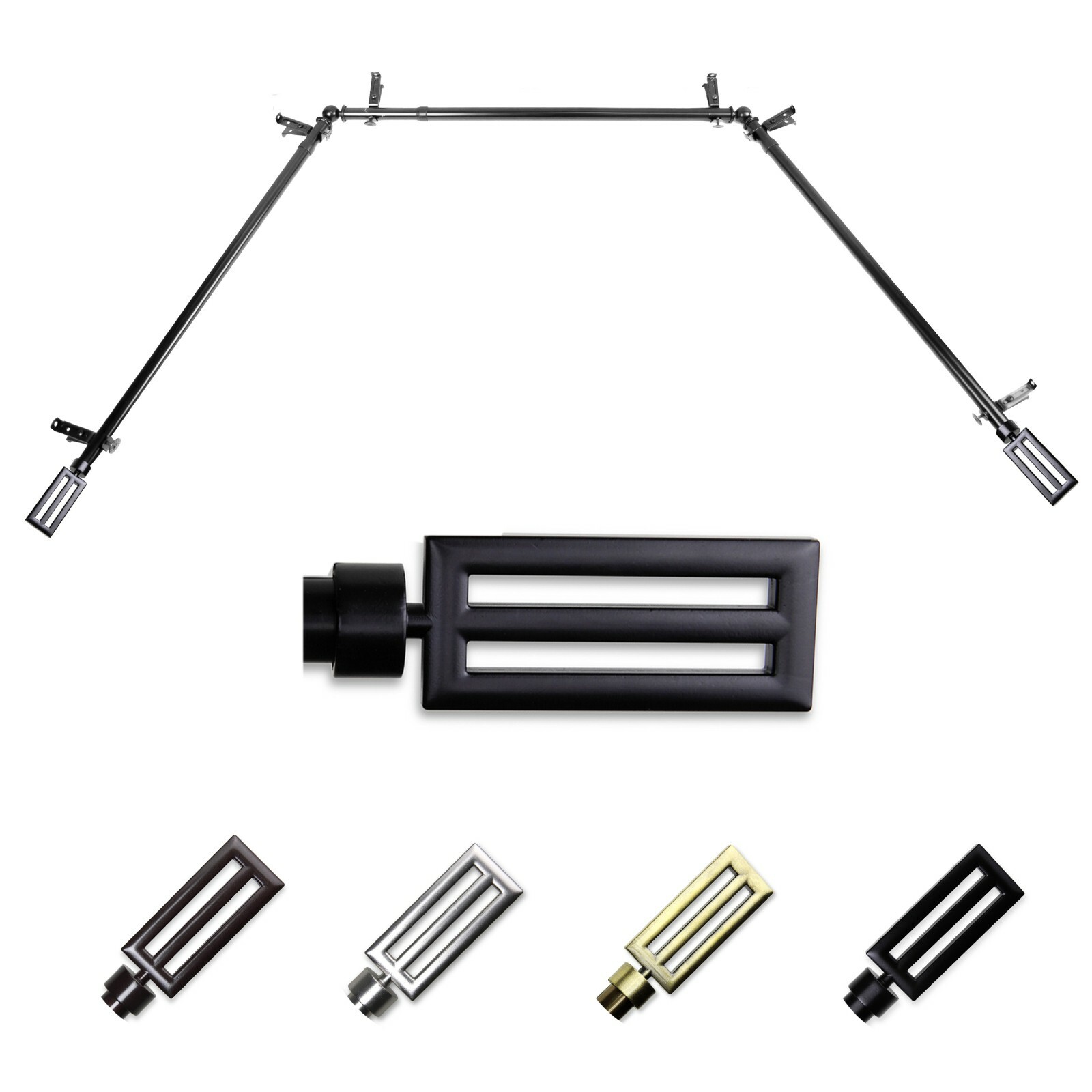 Cobalt 13/16″ Bay Window Curtain Rod 20″- 36″, 38″- 72″, choose from 4 colors