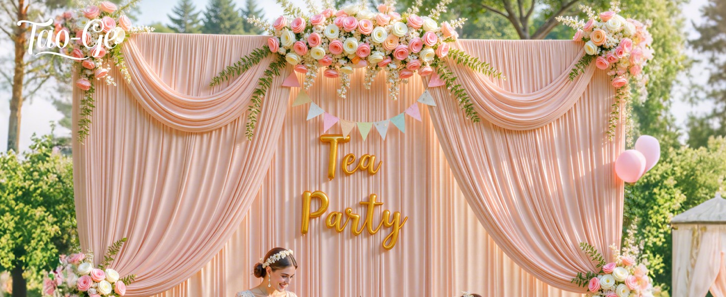 40ft x 10ft Wrinkle Blush Pink Backdrop Curtains for Wedding Parties Curtain