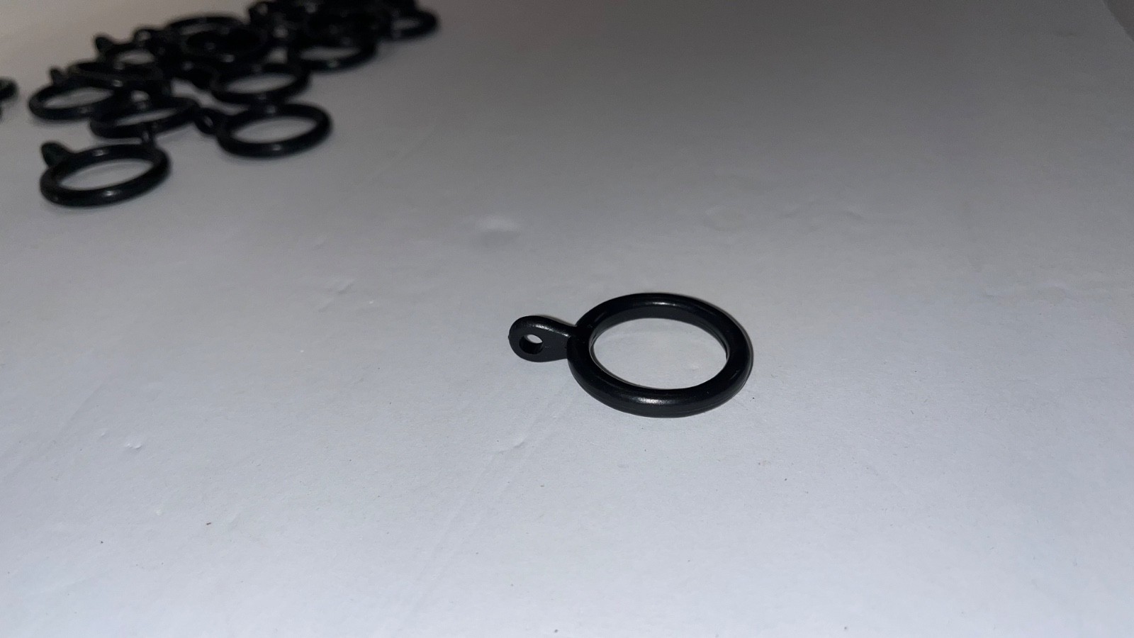 Lot 20 Great Black Plastic Drapery Curtain Rings w/ Hook Loops 1.5” wide 2” long