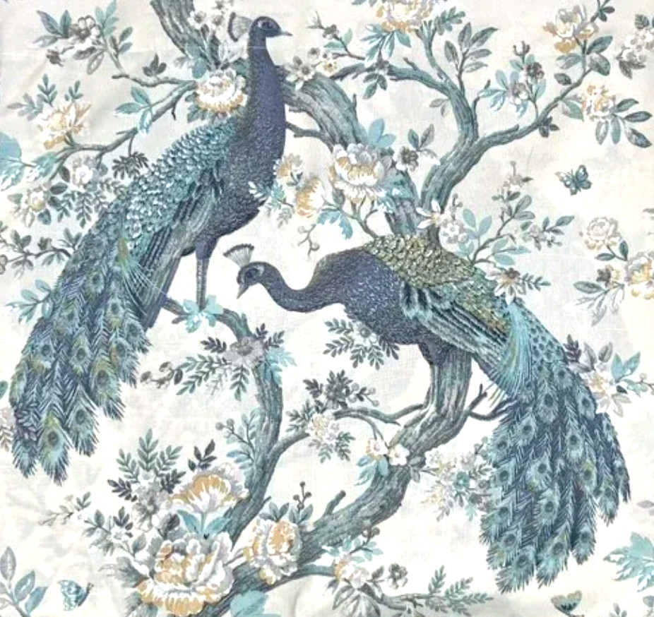 Laura Ashley Belvedere Peacock 2 Window Curtain Panel Set Blue Turquoise 38×108