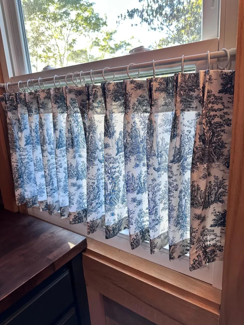 Pinch Pleat Colonial Toile Curtain Panel, 4 Colors