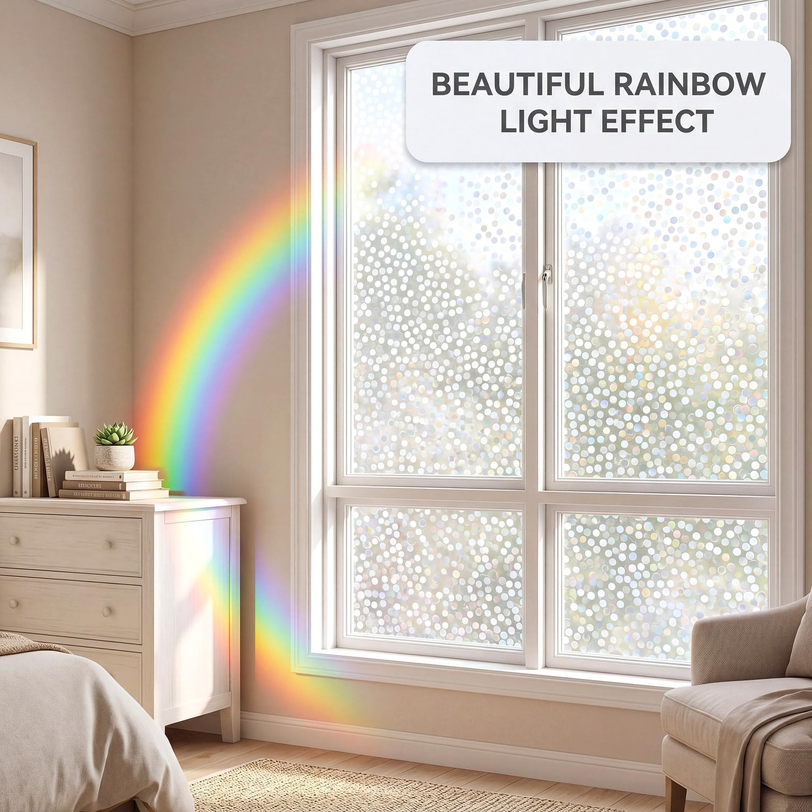 Decorative Window Film,Small Dots Low Privacy Door Film,Static Cling No Glue …