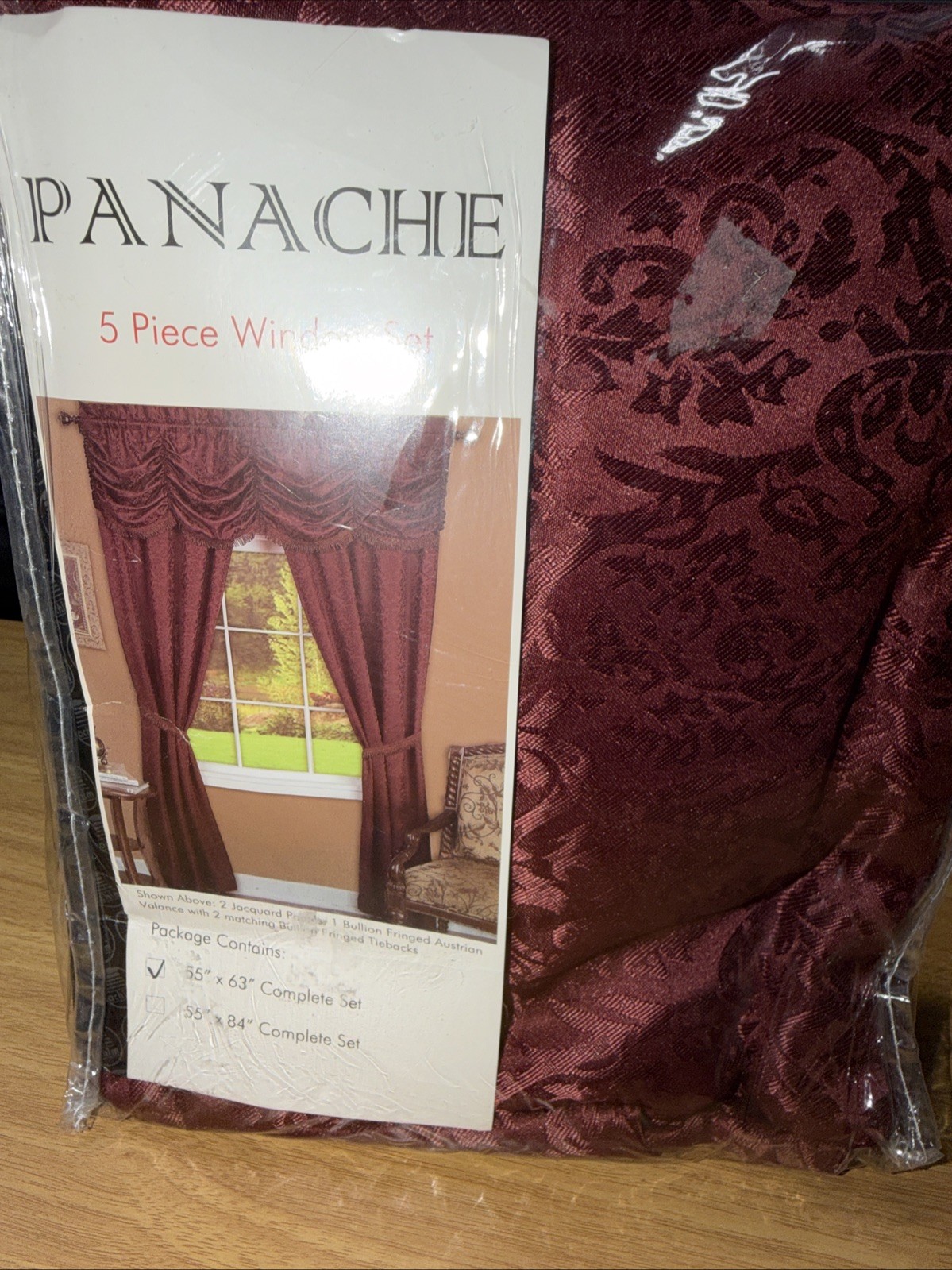 Achim Panache 5-Pc. Window Set, 55″ x 63″, Burgundy