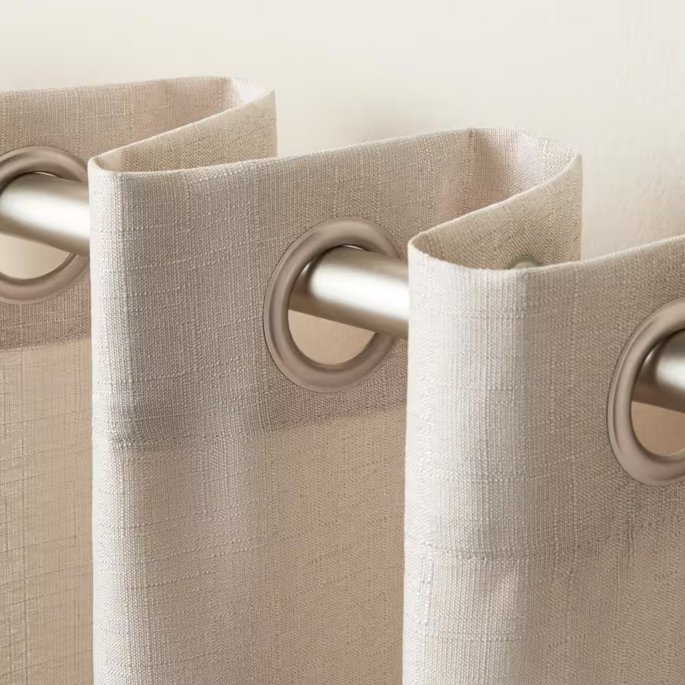 Loha Vintage Linen Solid Light Filtering Grommet Top Curtain, 54 In. W X 96 In.