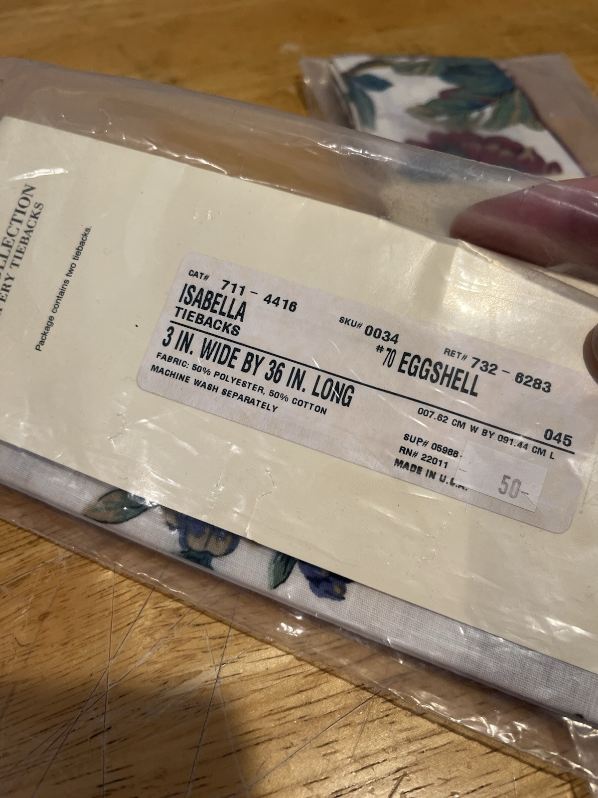 JC Penney Home Collection Isabella Curtain Tiebacks 3×36″ Set Of 4 NOS Floral