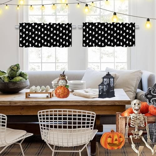 Halloween Autumn Window Valances Kitchen 18″W x 54″L (Pack of 1) Cute Ghost