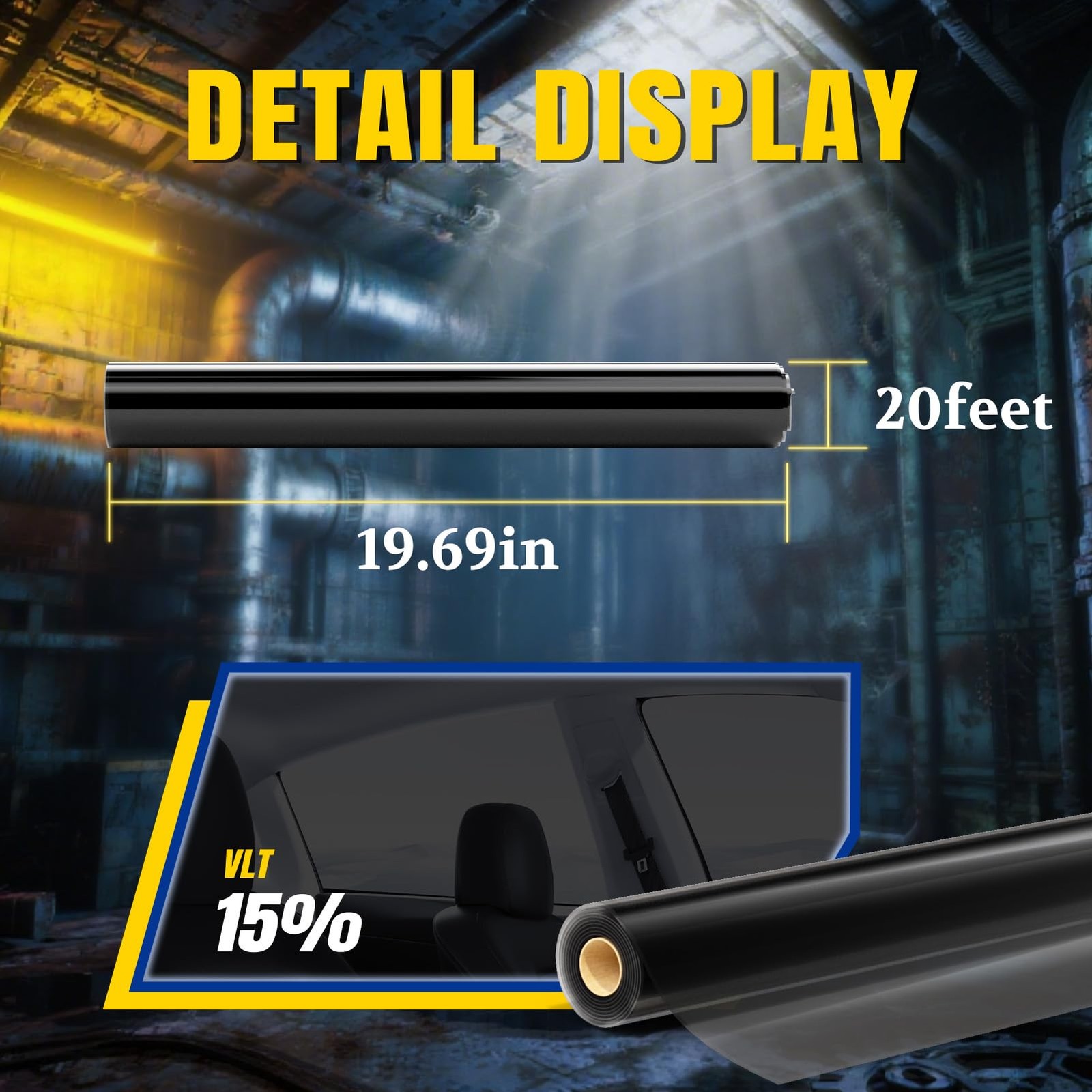 15% VLT 20″ × 20FT Ceramic Car Window Tint Film, & 99% UV Blocking Privacy Pr…