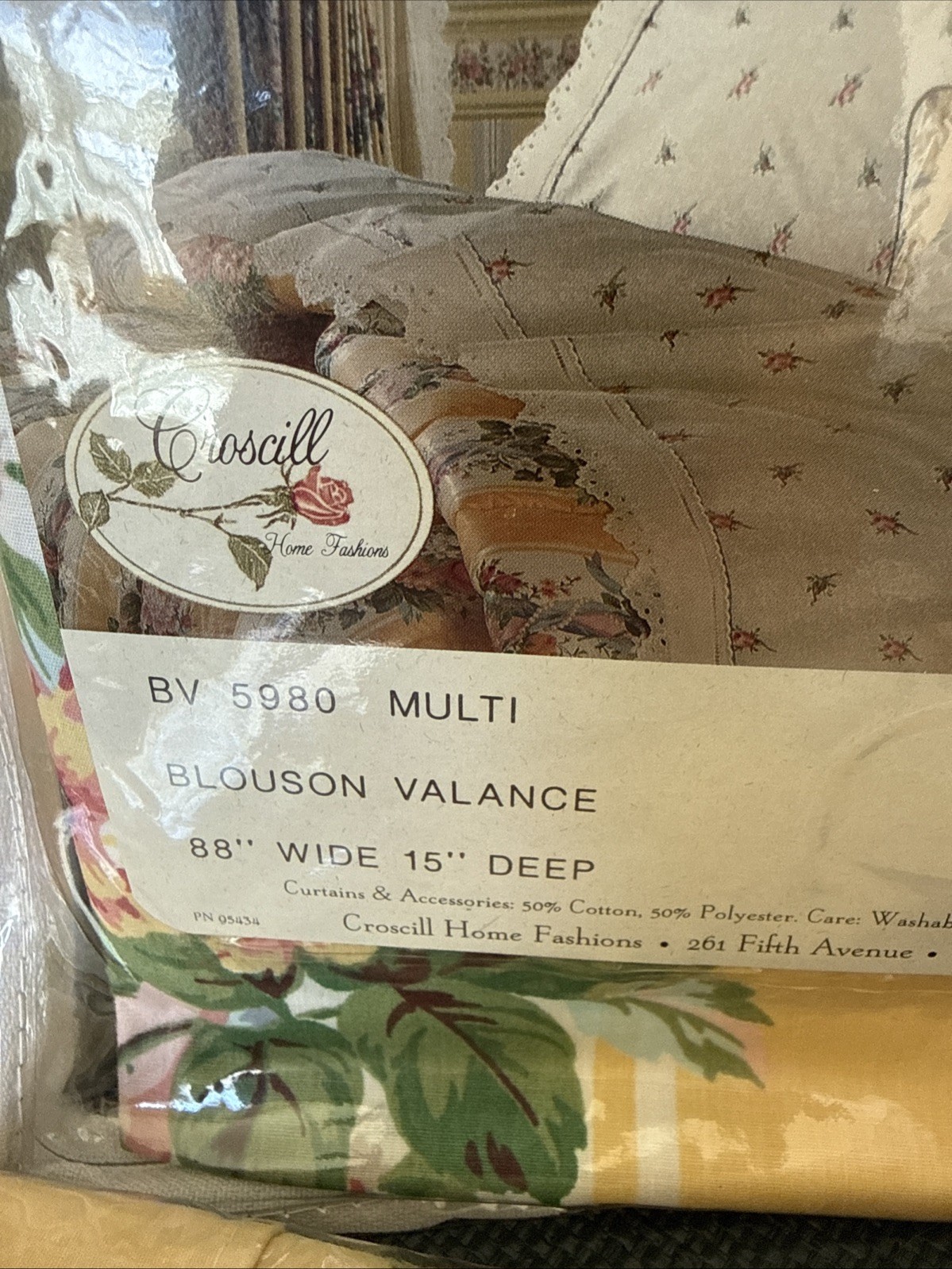 Croscill Princess Yellow Floral Blouson Valance 2 Valances 88×15 Style 5980 New