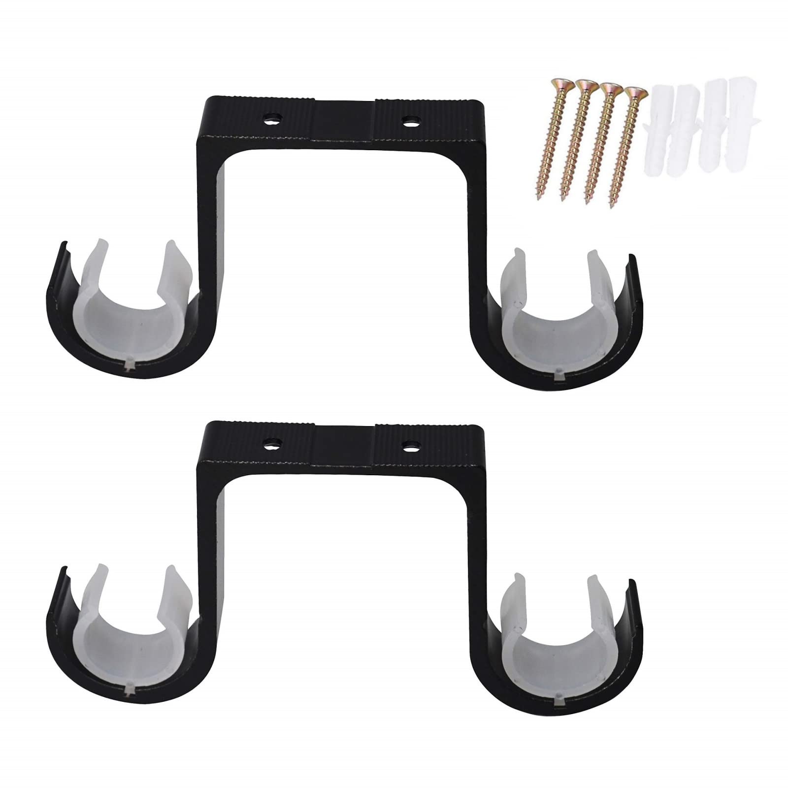 Aluminum Alloy Ceiling Mounted Curtain Brackets – 2Pcs, Black