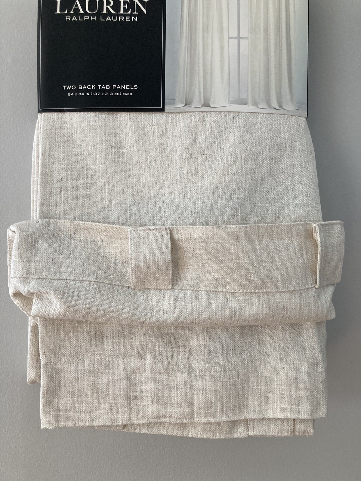 2 Ralph Lauren Back Tab Panels Curtains Belgian Linen Natural Beige 54″ x 84″