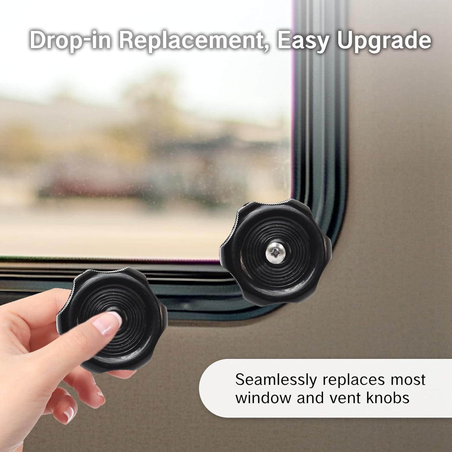 3Packs RV Window Crank Knob Replacement, 1” Shaft,2-1/4” Diameter for Trailers