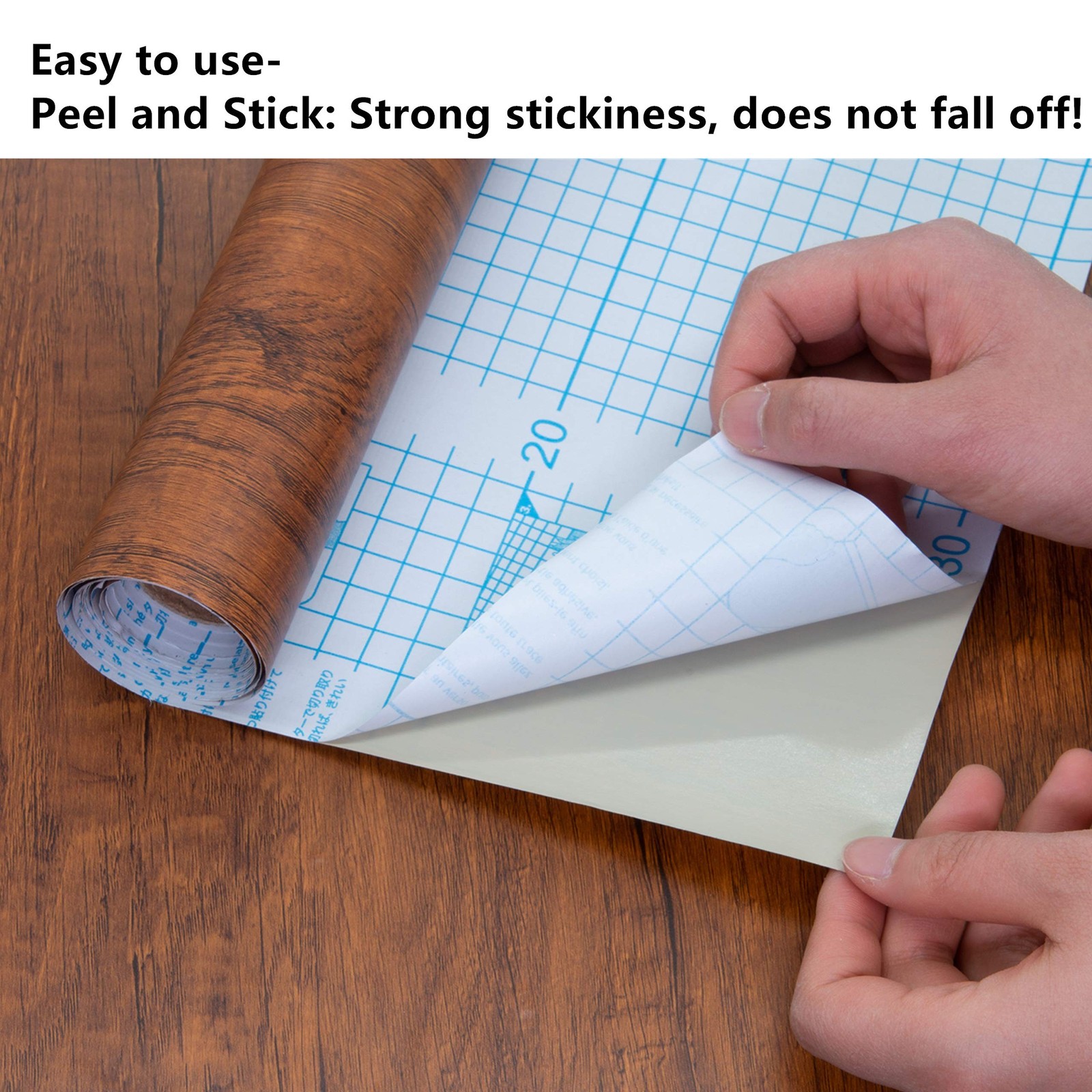 Decoroom Peel and Stick Wood Grain Contact Paper 17.71″ X 236″ Brown Wooden L…