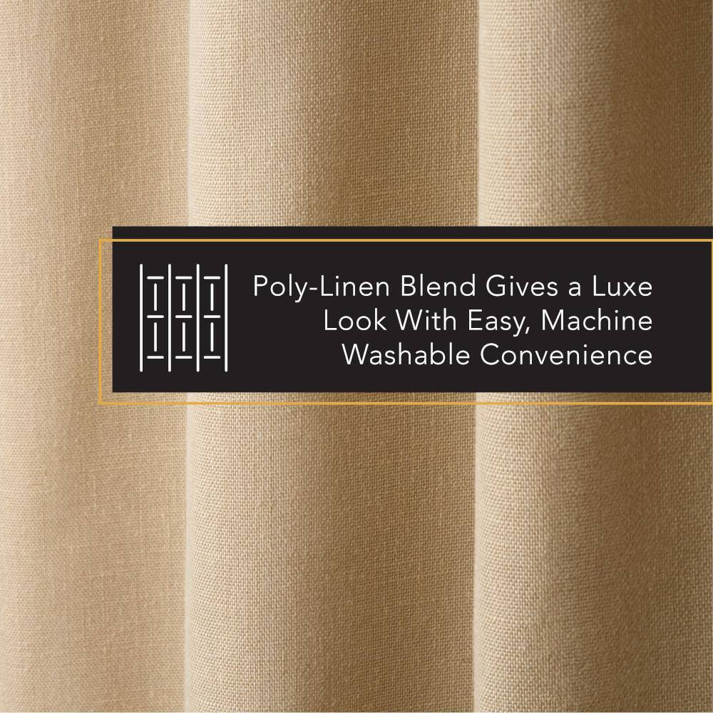 Arlo Solid Linen Texture 50 In. W X 108 In. L Polyester Blackout Taupe Curtain (