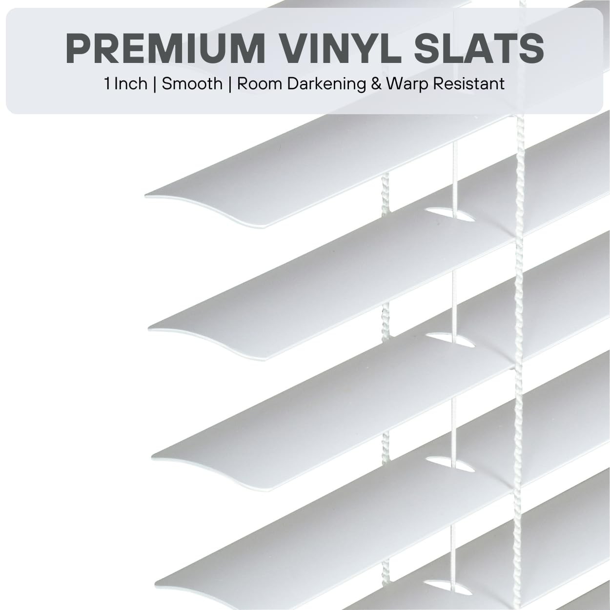 & Cordless 1 Premium Vinyl Mini Blind 46 Wide X 60 Long White