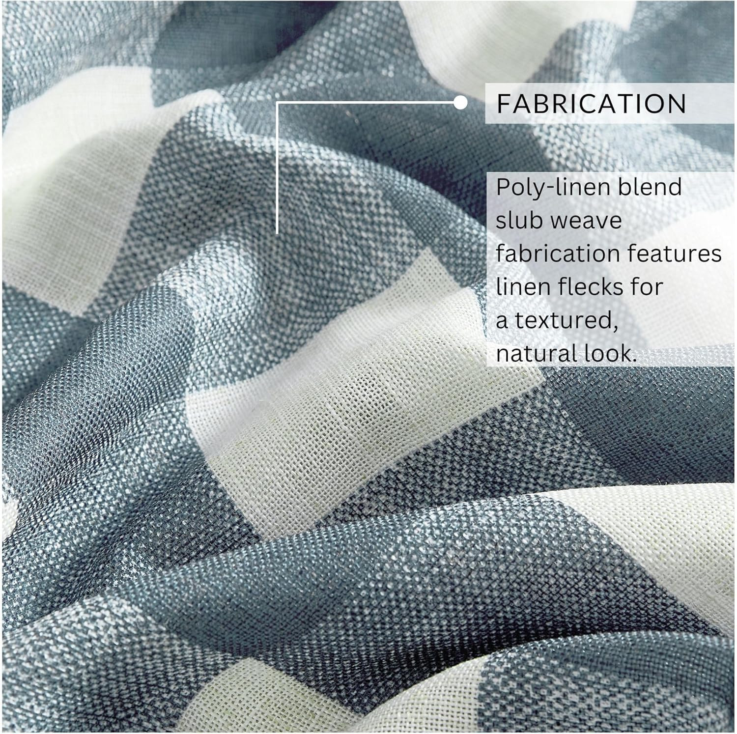 Grainger Buffalo Check Blackout Window Curtain, Chambray – 52″ W X 84″ L
