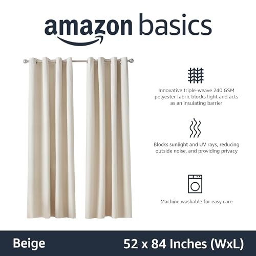 Room Darkening Blackout Window Curtain with 52″W x 84″L (Pack of 1) Beige