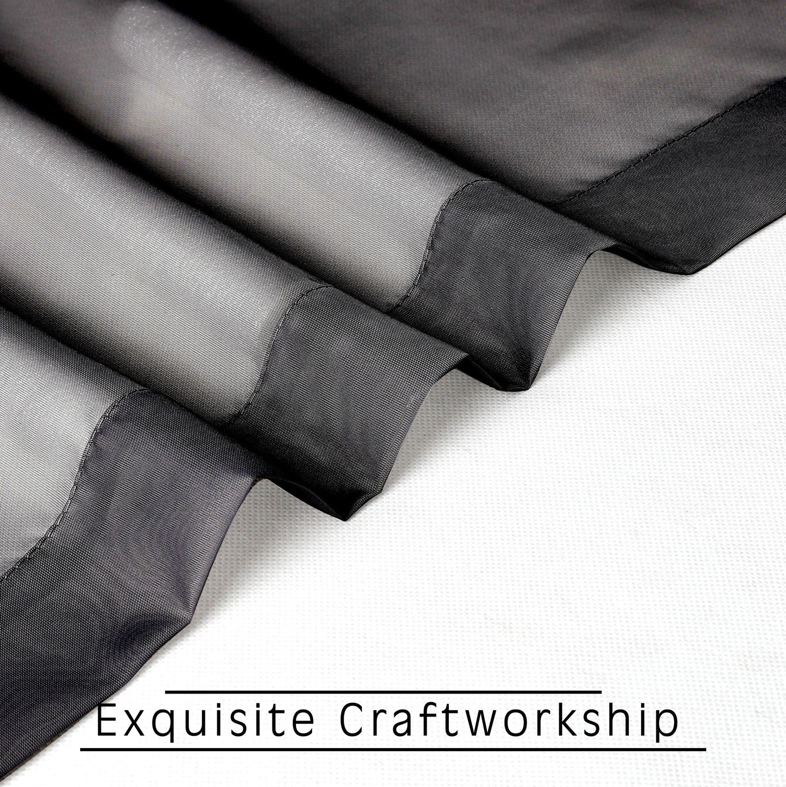 OWENIE Short Black Sheer Curtains 36 Inches 2 Panels Set – Kitchen Tiers Vala…