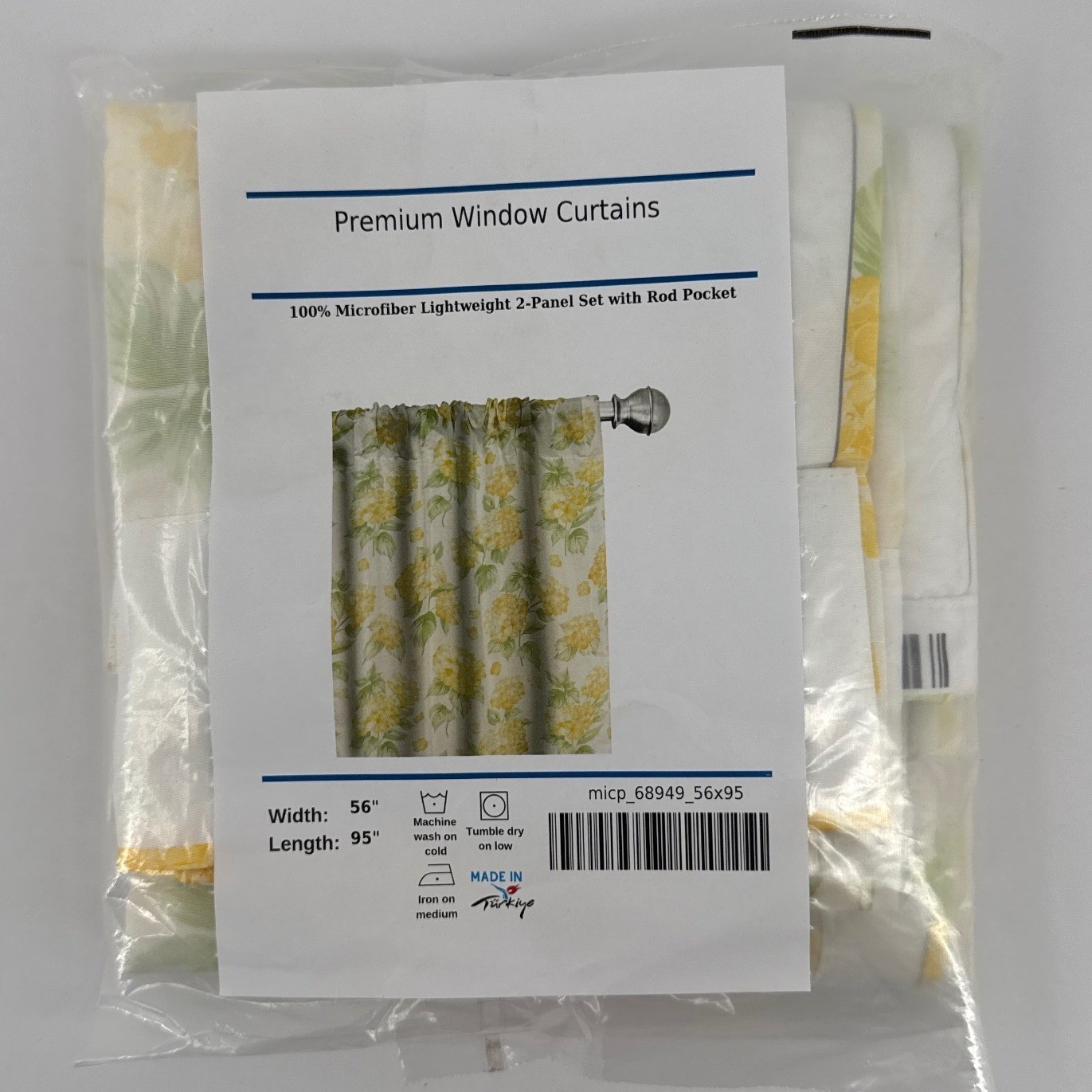 Ambesonne Yellow Hydrangea Floral Window Curtains 2 Panel Set 56×95 Microfiber