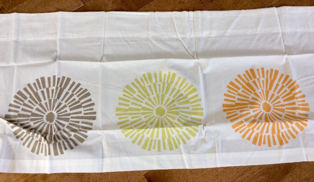 Retro Mod Atomic Window Valance 54×15″ Orange Lime Brown White 100% Cotton NIP
