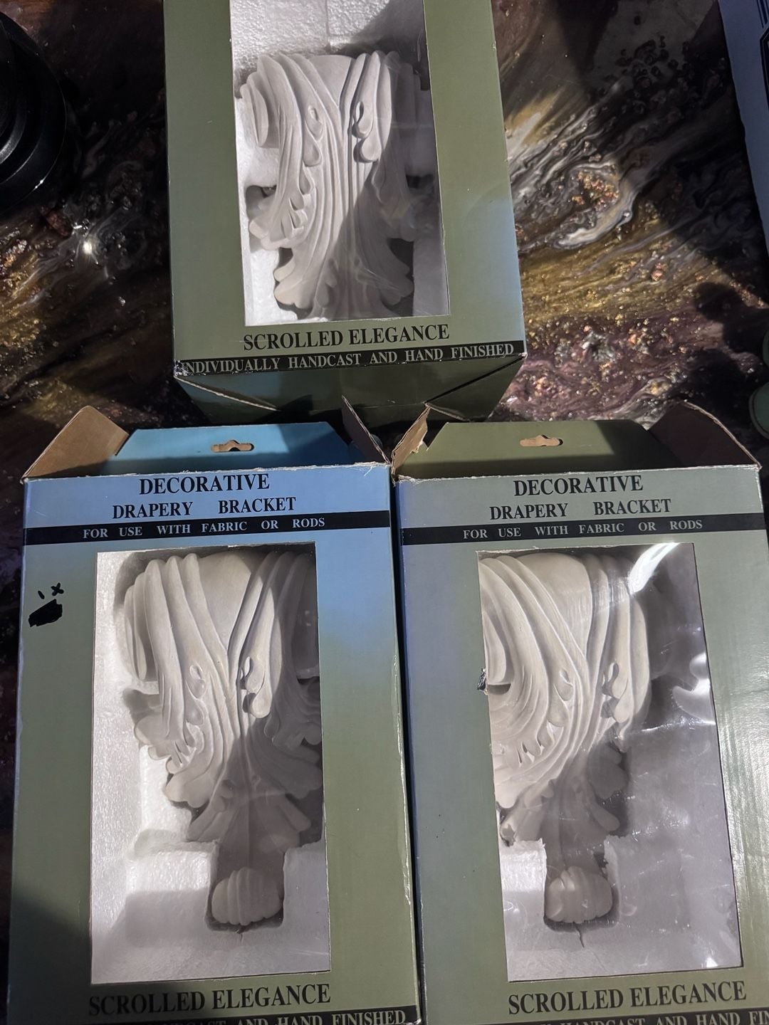 Scrolled Elegance Decorative Drapery Bracket for Fabric or Rods (Set of 3)