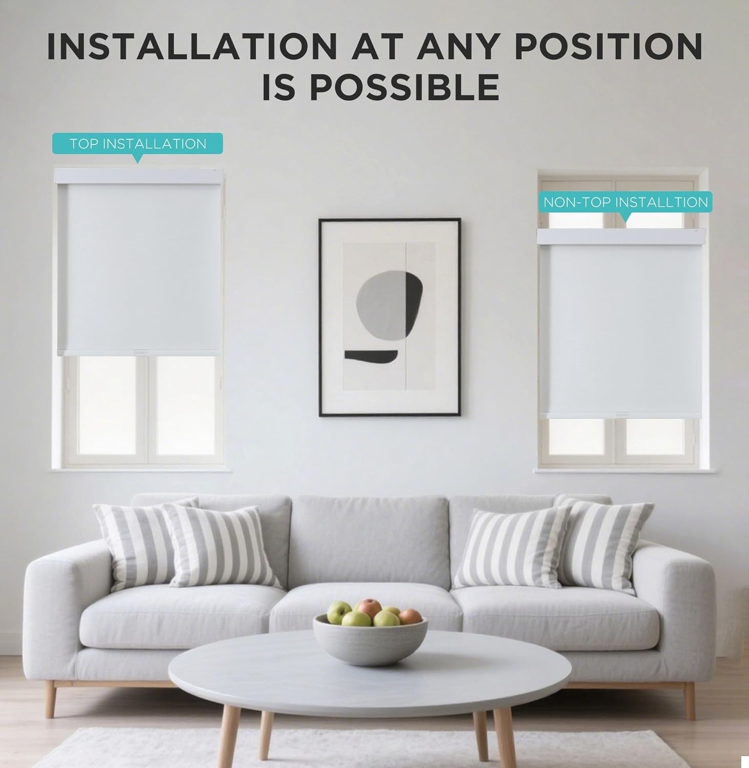 Joydeco, No Tools, Cordless Blackout Roller Shades, White – 32″W x 75″H