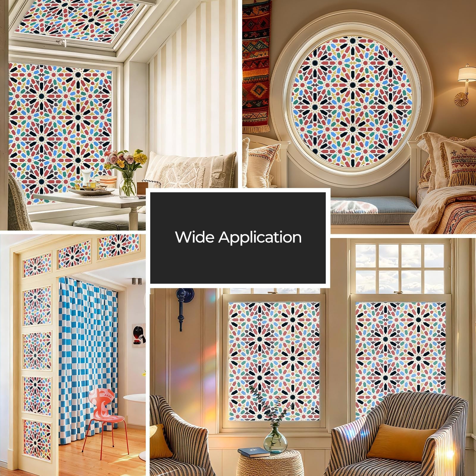 ADD.HERES Window Stickers, Stained Glass Window Privacy Film, UV Blocking Sta…