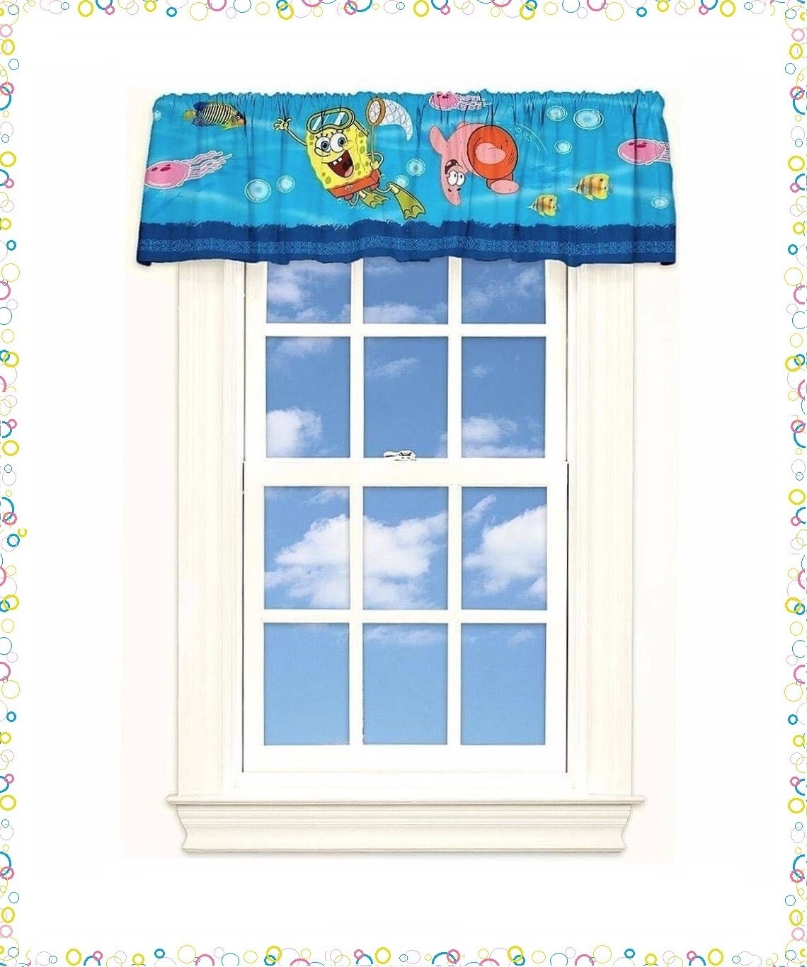 Nickelodeon SpongeBob SquarePants Window Valance Blue 50x17in. New