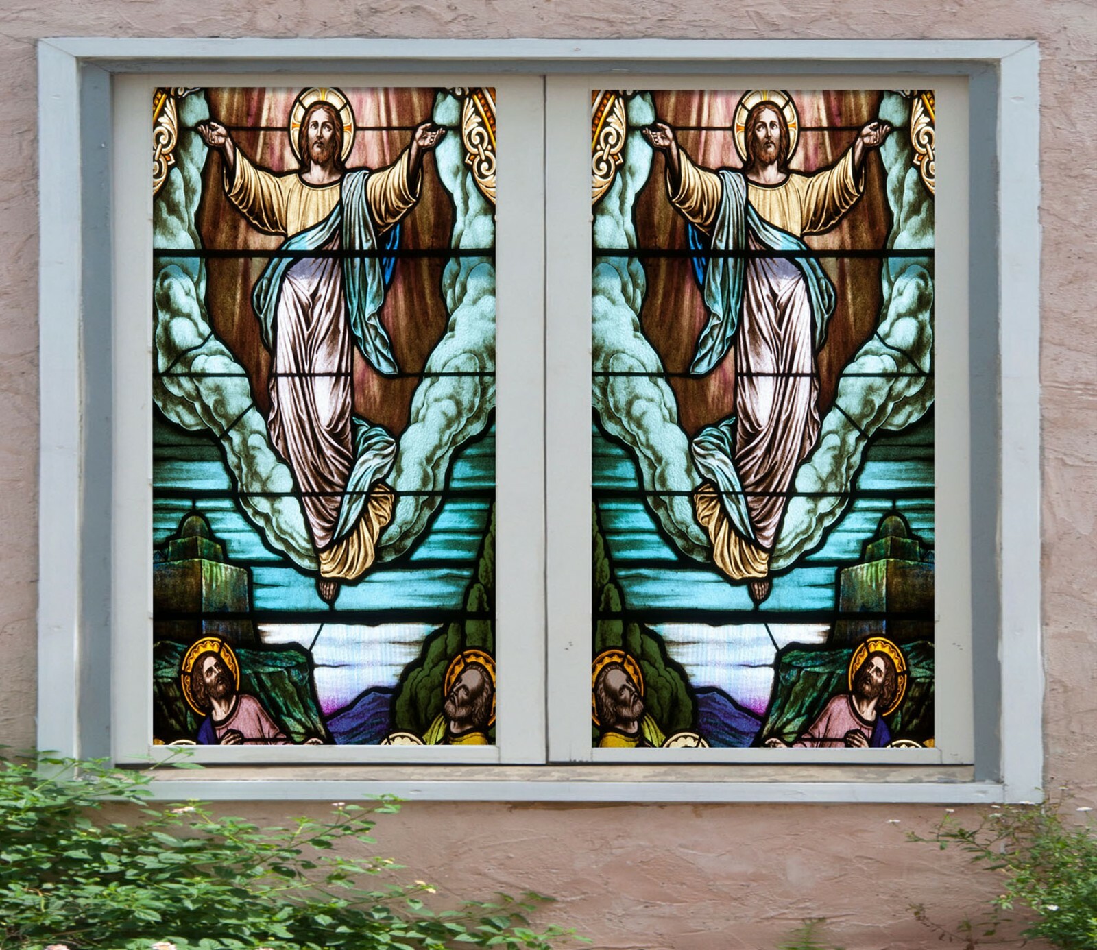 3D Men’s Faith ZHU087 Window Film Print Sticker Cling Stained Glass UV Zoe